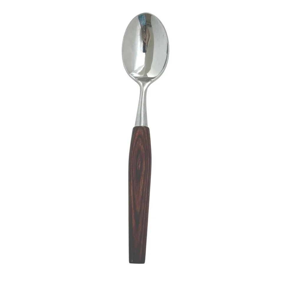 Vintage Danish Modern Stainless Steel Spoon Wood Handle Made in Japan 6.5